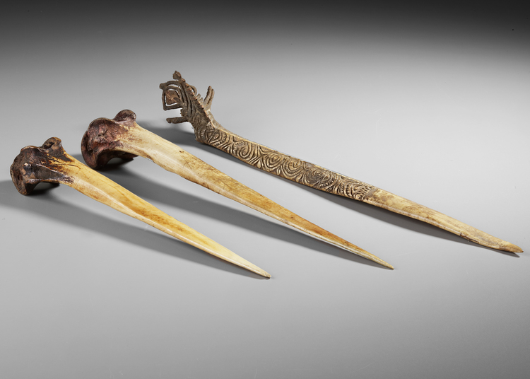 Three Cassowary bone daggers collected by Jac Hoogerbrugge in the 1960’s.