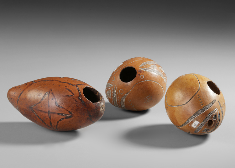 Three gourd phallocrypts (penis covers).