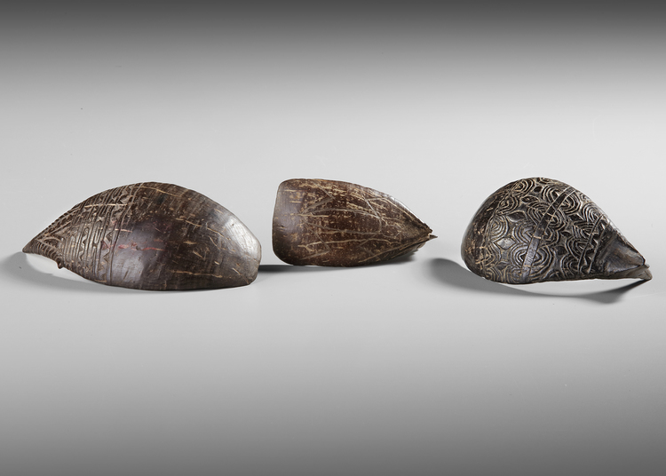 Three old coconut spoons. Collected by Jac Hoogerbrugge in the 1960’s