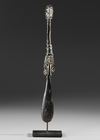 Trobriands. Massim lime spatula with lime inlay. On custom made stand.