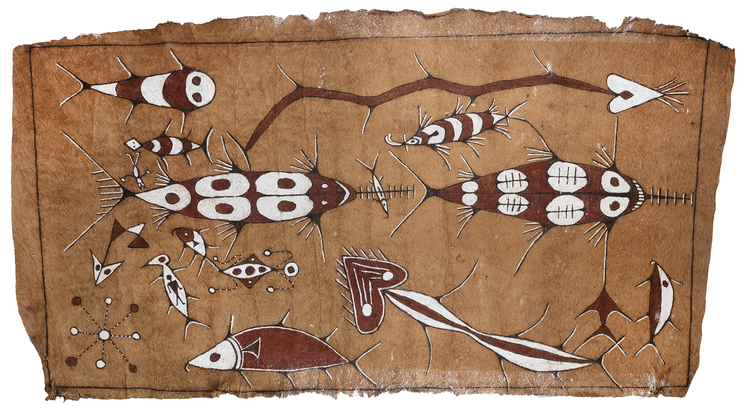 Large Tapa painting collected in the 1960’s or 1970’s by Jac Hoogerbrugge. Probably area Jayapura.