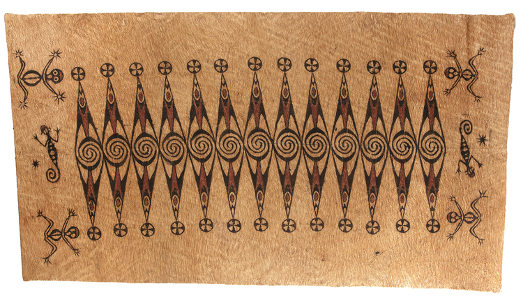 Large Tapa painting.  Collected in the 1960’s or 1970’s by Jac Hoogerbrugge. Probably area Jayapura or Sentani