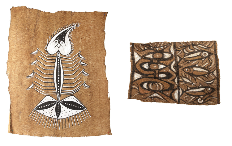 Three tapa paintings collected in the 1960’s or 1970’s by Jac Hoogerbrugge. Probably from around Jayapura/Sentani