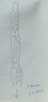 Cenderawasi/Geelvinkbaai. Large Korwar amulet with three Korwar heads.
