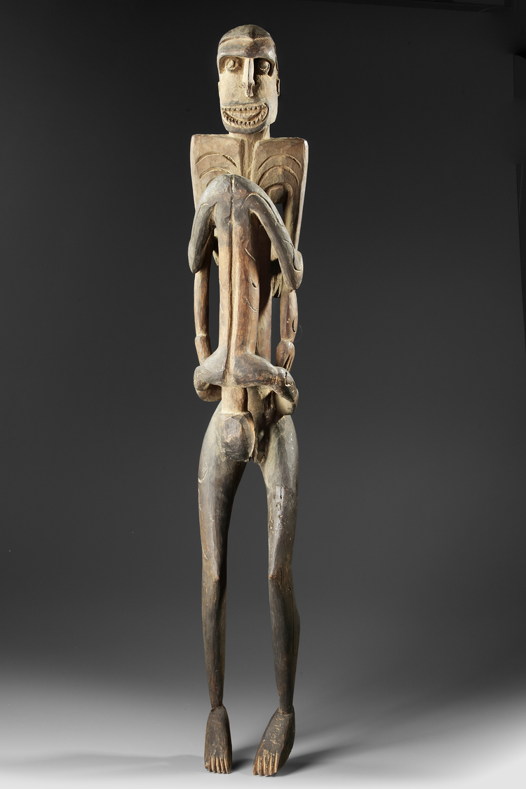 Asmat. Large ancestor carving. Collected by Jac Hoogerbrugge in the 1960’s or 1970’s.