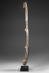 Asmat ceremonial dish with two ancestor figures. One male and one female. Collected by Jac Hoogerbrugge in the 1960’s or 1970’s. On a custom made stand.