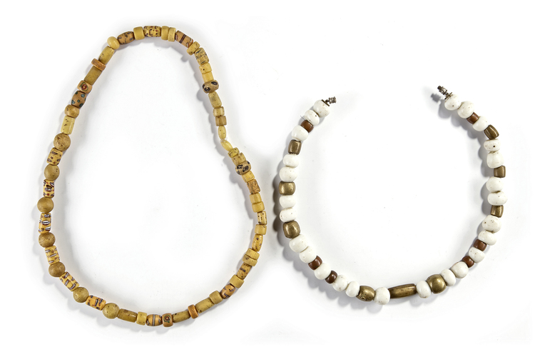 Three glass trade bead necklaces from Papua New Guinea. Collected by Jac Hoogerbrugge in the 1960’s or 1970’s.