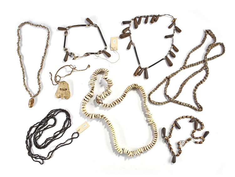 A collection of neclaces from Papua New Guinea. Collected by Jac Hoogerbrugge in the 1960’s or 1970’s.