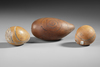 Three phallocrypt gourds (peniscovers) with burnt in decorations from Waris. Collected by Jac Hoogerbrugge before 1969. See the Hoogerbrugge collection notes.