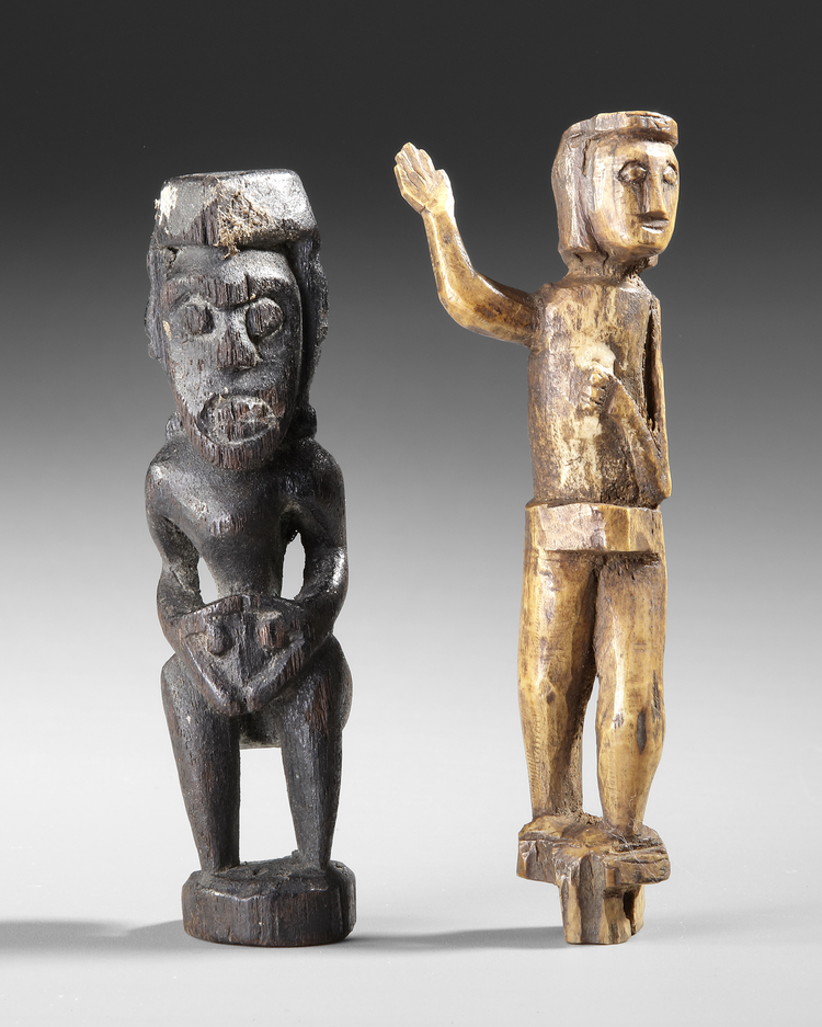 Two Dayak amulets. One in bone. Collected by Jac Hoogerbrugge in the 1960’s or 1970’s. See the drawing by Hoogerbrugge.