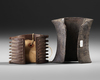 Two wooden wristbands/bracelets from the north coast, used for protection when shooting a bow. Collected by Jac Hoogerbrugge before 1969. See the Hoogerbrugge collection note.