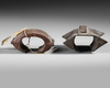 Two wooden wristbands/bracelets from the north coast, used for protection when shooting a bow. Collected by Jac Hoogerbrugge before 1969. See the Hoogerbrugge collection note.