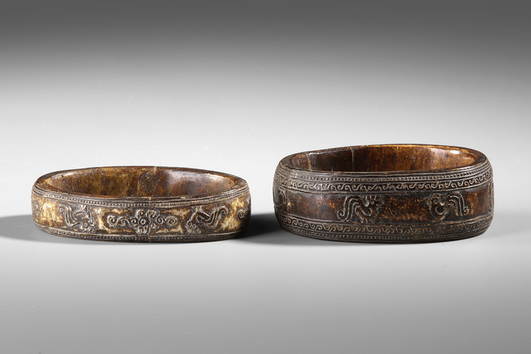 Two horn bracelets from South East Asia. From the collection of Jac Hoogerbrugge.