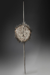Woven Sepik dancing mask on stick. Collected by Jac Hoogerbrugge in the 1960’s or 1970’s in the village or Burni (?).