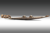 Asmat. Bowl with two figures in it. Collected by Jac Hoogerbrugge april 4th 1970 in Otsjanep. Carved by Tamti. See the Hoogerbrugge collection note.