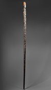Batak staff. Very well carved. From the collection of Jac Hoogerbugge. See his drawing and collection note: traded with Lemaire. Collection van Bodegom.
