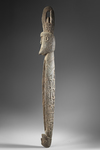 Asmat sago bowl in the form of a neckrest. Collected by Jac Hoogerbruge. See his drawing and collection note. Hoogerbrugge marked it as a top piece.