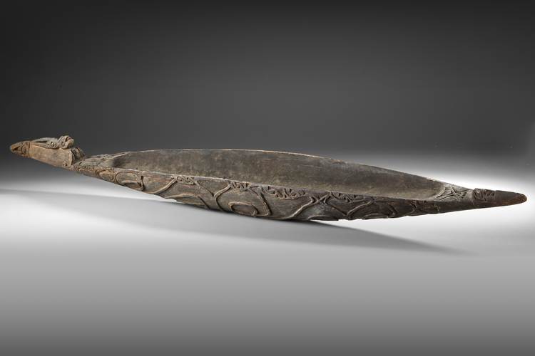 Asmat Ceremonial sago bowl. Collected by Jac Hoogerbrugge in the 1950’s or 1960’s. Very nice carving and patina.