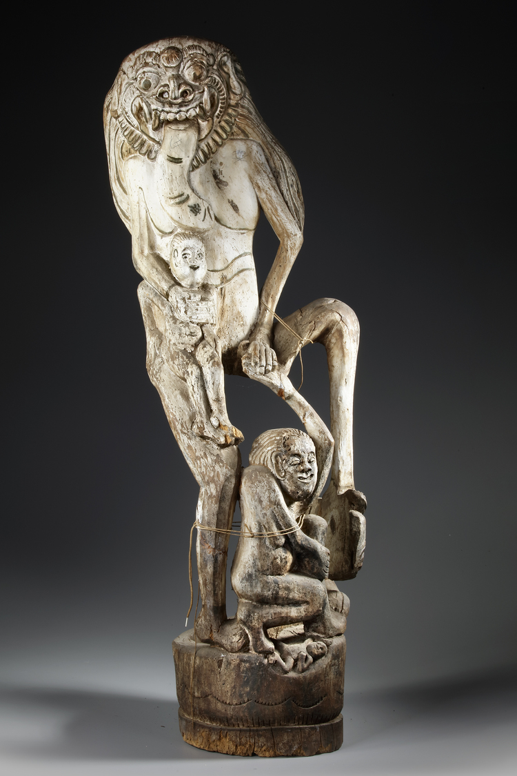 Bali. Large Rangda carving made out of a hollow tree. From the collection of Jac Hoogerbrugge