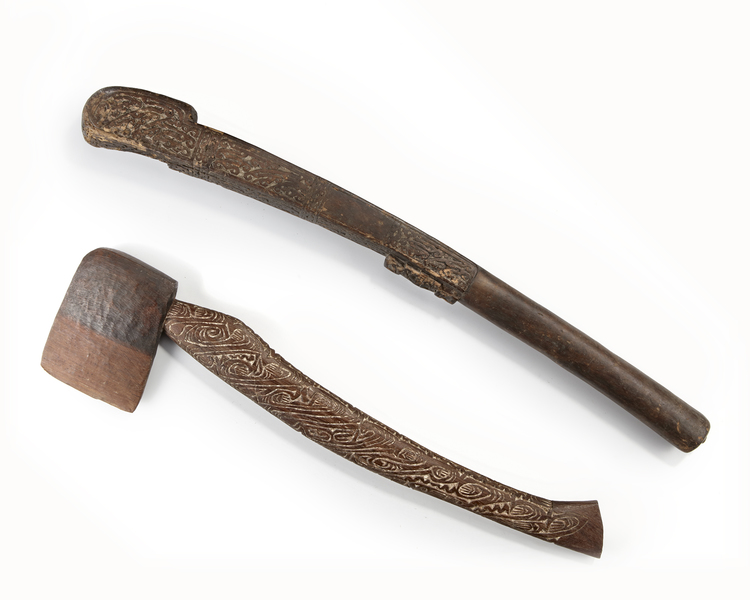 fully wood (ceremonial?) Asmat axe. Collected by Hoogerbrugge before 1969.