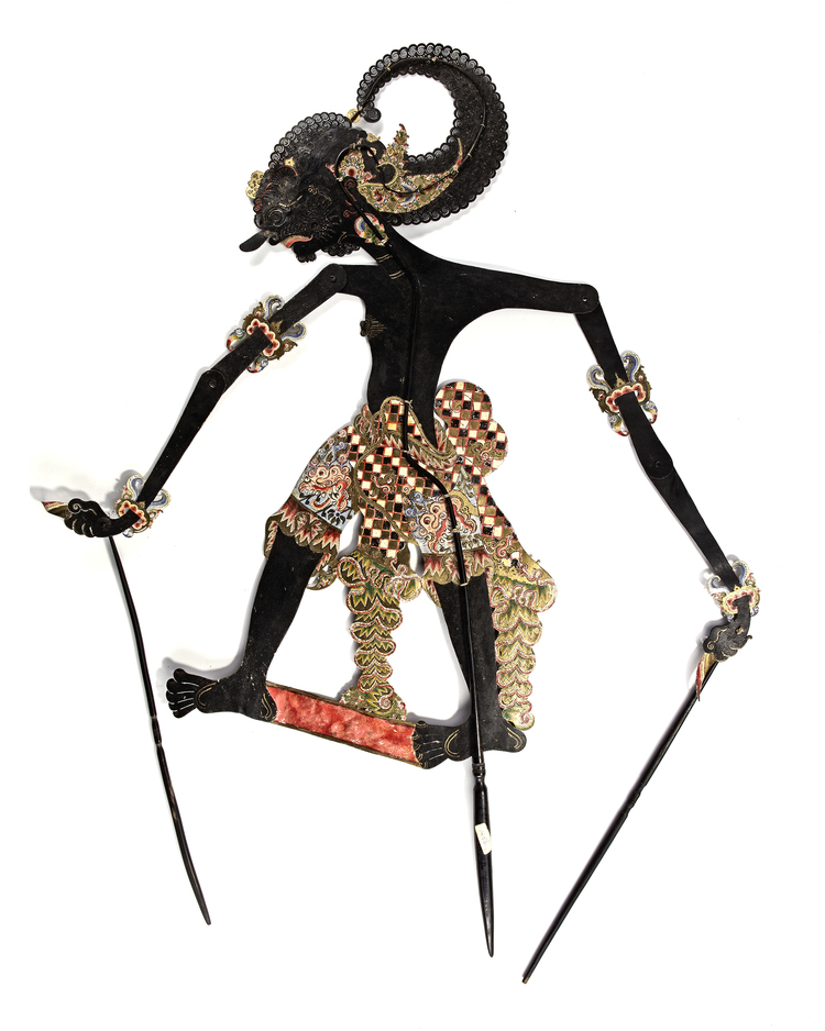 Java or Bali. Wajang Kulit Puppet from the collection of Jac Hoogerbrugge. Leather and horn.