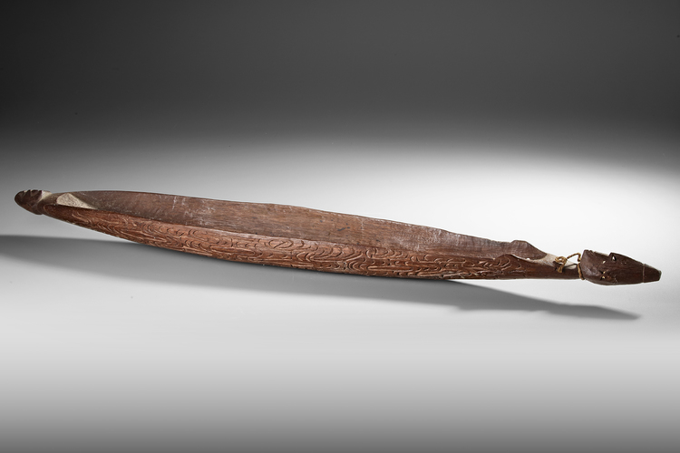 Asmat sago bowl with ancestor heads. Collected by a Dutch official in the 1960’s. Glued.