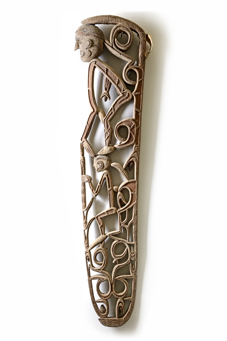 Asmat. Large openwork/ajour carving. From the village of Jakapis. Collected by Jac Hoogerbrugge in the 1960’s or 1970’s.