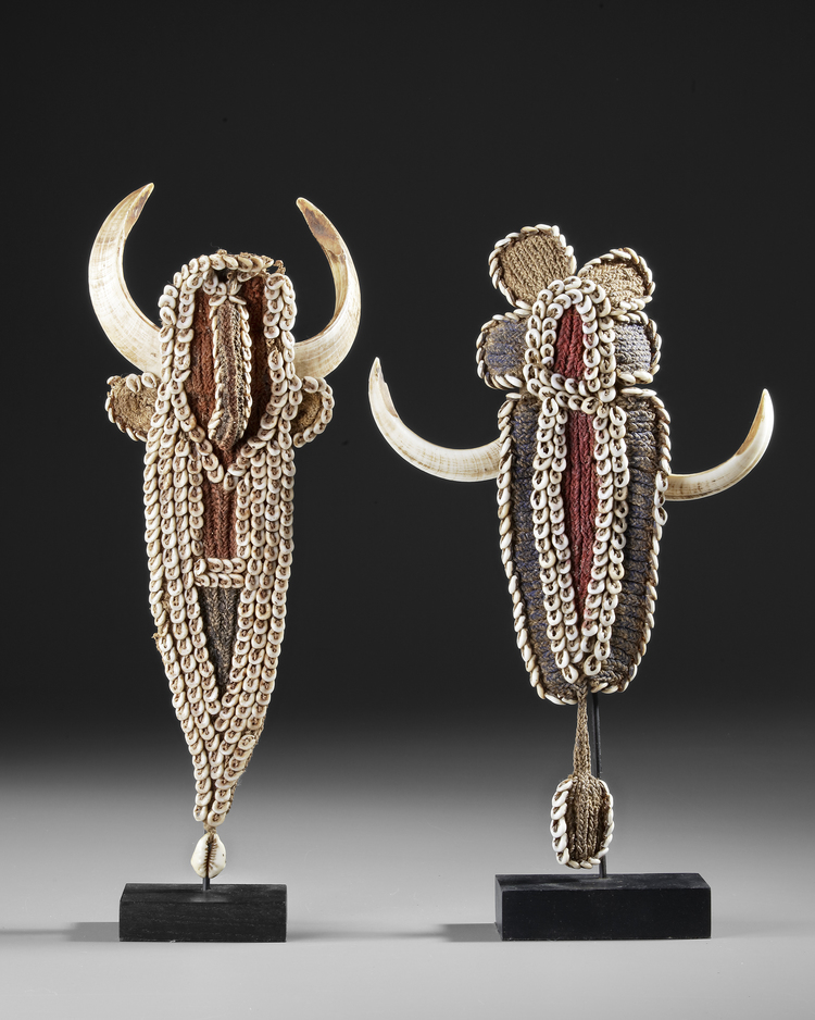Maurik. Two Abelam Karaut/Karahut  war charms. Chest ornaments. Provenance: The Jolika Collection of John and Marcia Friede