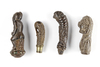 Four betel nut crusher and/or sword or kris handles. Collected by Jac Hoogerbrugge in the 1960’s and 1970’s.