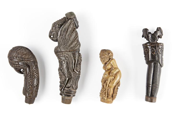 Four betel nut crusher and/or sword or kris handles.Collected by Jac Hoogerbrugge in the 1960’s and 1970’s