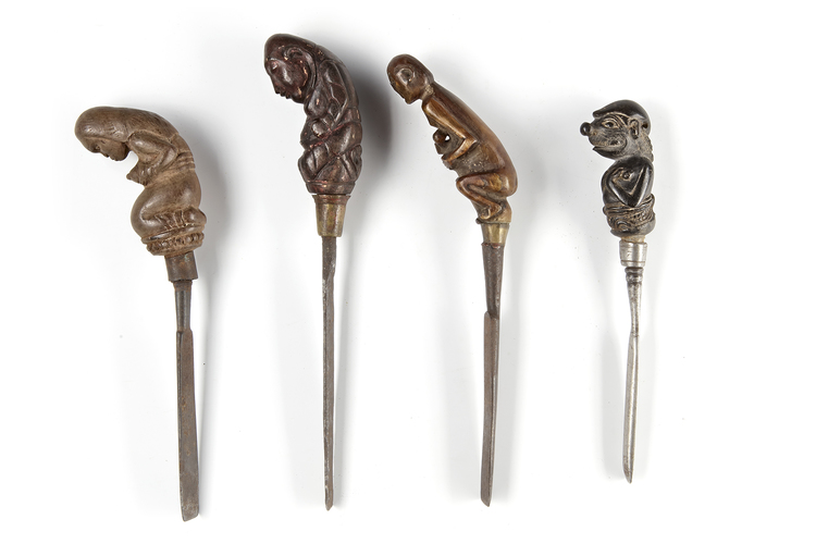 Four betel nut crushers. Collected by Jac Hoogerbrugge in the 1960’s and 1970’s.