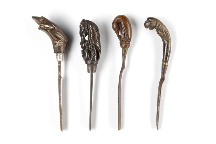 Four betel nut crushers. Collected by Jac Hoogerbrugge in the 1960’s and 1970’s. Many drawn by Hoogerbrugge. See the examples.