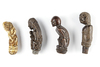 Four betel nut crusher and/or sword or kris handles.  Collected by Jac Hoogerbrugge in the 1960’s and 1970’s.