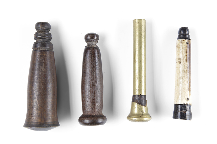 Four betel nut crusher and/or sword or kris handles.  Collected by Jac Hoogerbrugge in the 1960’s and 1970’s.