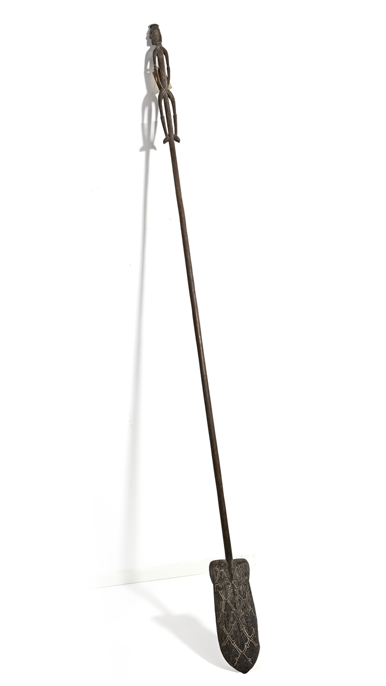 Asmat. Ceremonial paddle with ancestor figure. Collected by Jac Hoogerbrugge in the 1960’sor 1970’s.