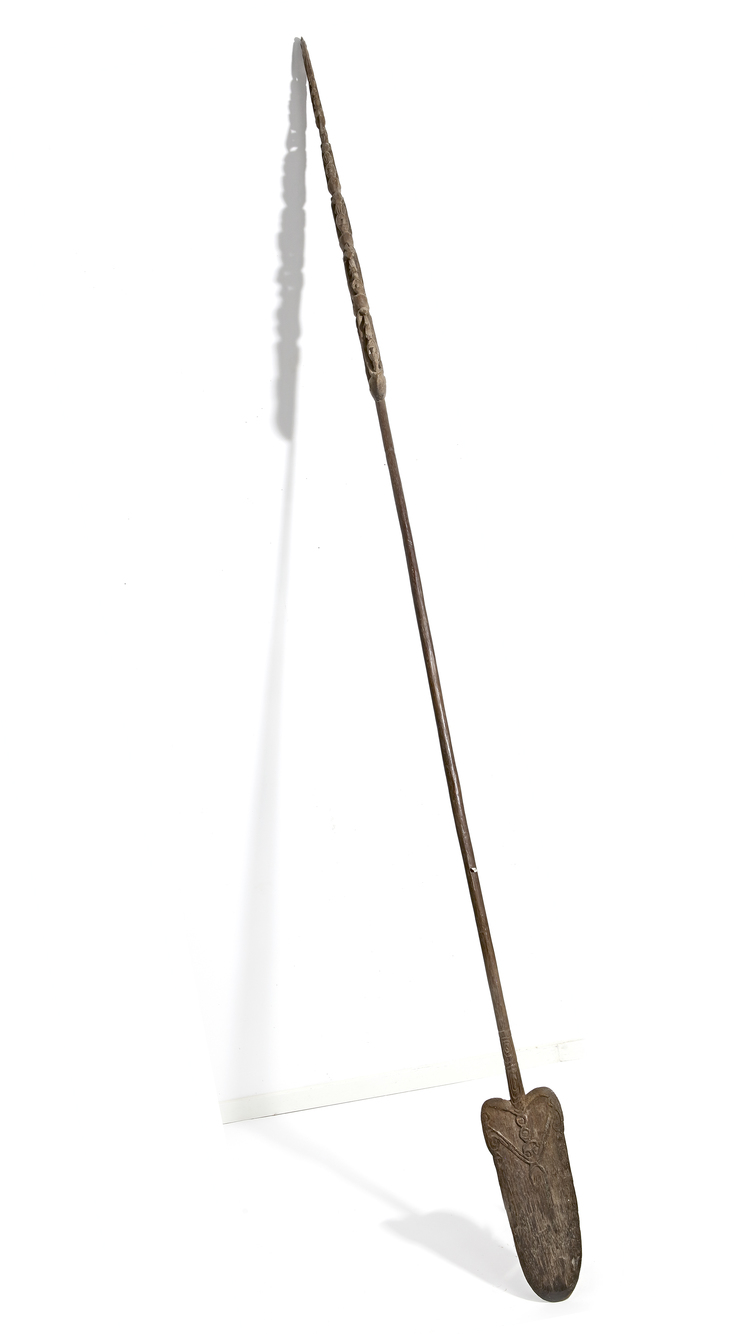 Asmat. Ceremonial paddle with ancestor figure. Collected by Jac Hoogerbrugge in the 1960’sor 1970’s.