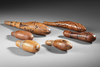 Six gourd lime containers from Sentani, Wewak and Waris. All collected before 1969 by Jac Hoogerbrugge. See the drawings and collection notes by Hoogerbrugge.