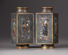 A pair of Chinese cloisonné enamel 'Eight Immortals' cong-form vases