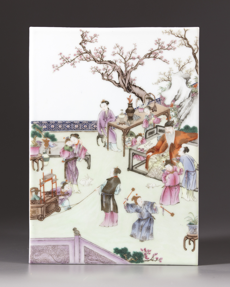 A Chinese famille rose porcelain plaque