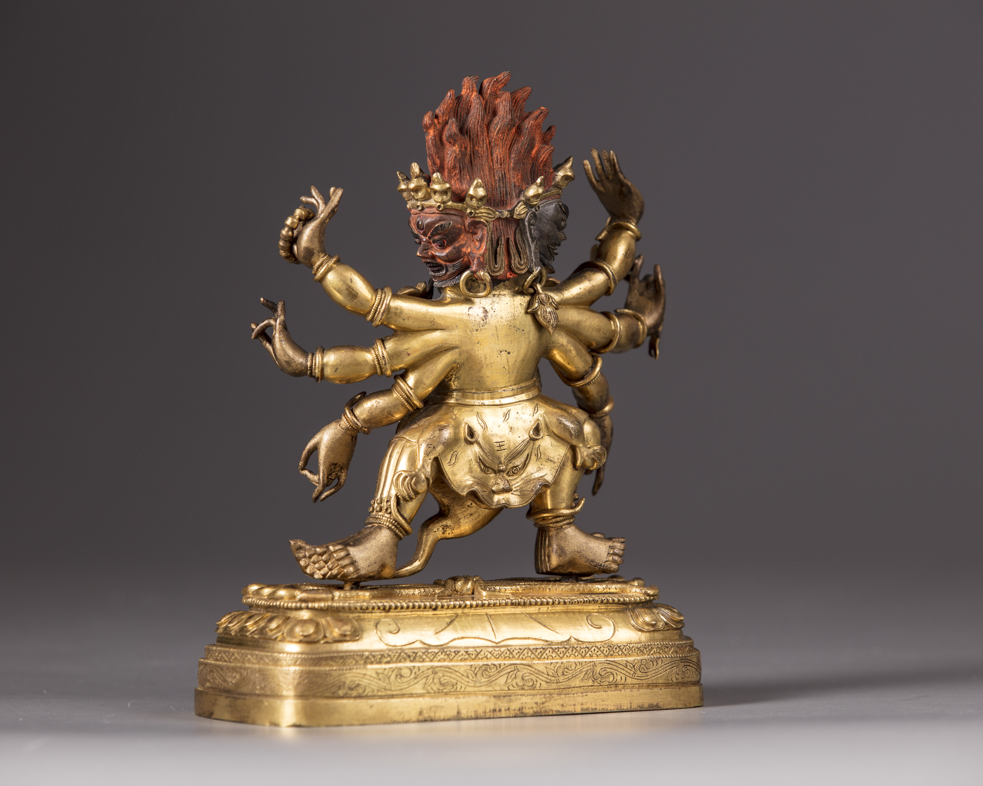 A gilt bronze figure of Mahakala Vajra