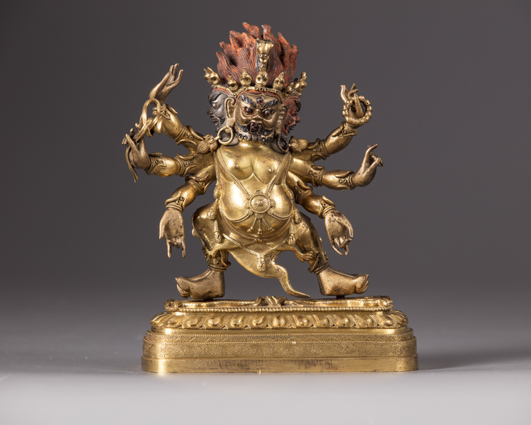 A gilt bronze figure of Mahakala Vajra