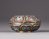 A large cloisonné enamel 'lotus' circular box and cover