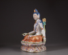 A Chinese famille rose figure of Avalokitesvara on a double lotus base