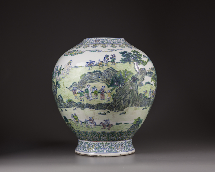 A large Chinese doucai 'tribute bearers' vase