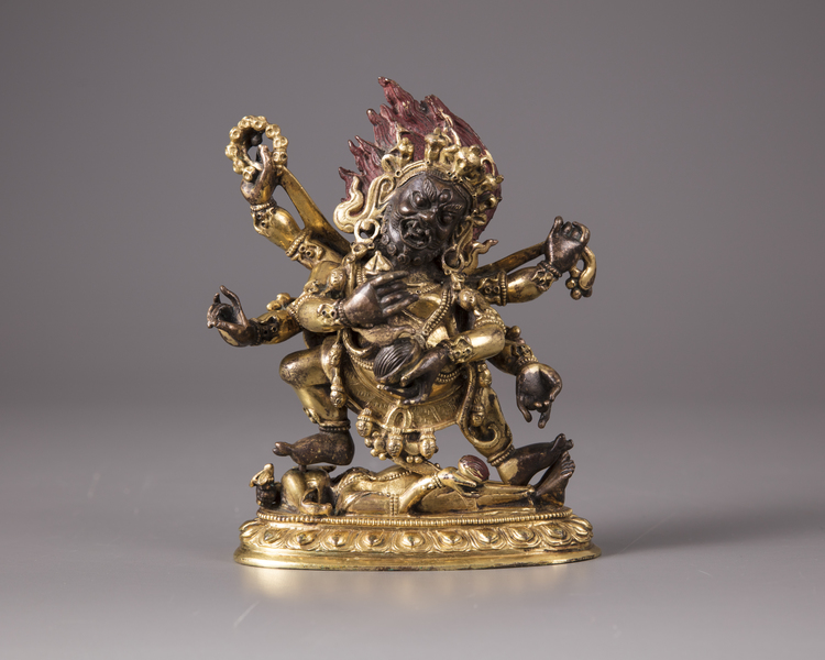 A Sino-Tibetan gilt bronze figure of Sadbhuja Mahakala
