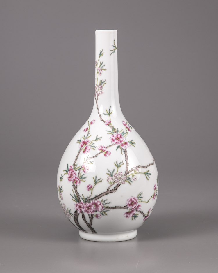 A Chinese famille rose 'prunus' vase