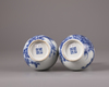A pair of Chinese blue and white crackle-glazed vases