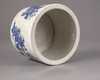 A Chinese blue and white crackle-glazed brush pot