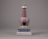 A Chinese ruby red-ground famille rose stupa