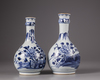 A pair of Chinese blue and white ‘peony’ bottle vase